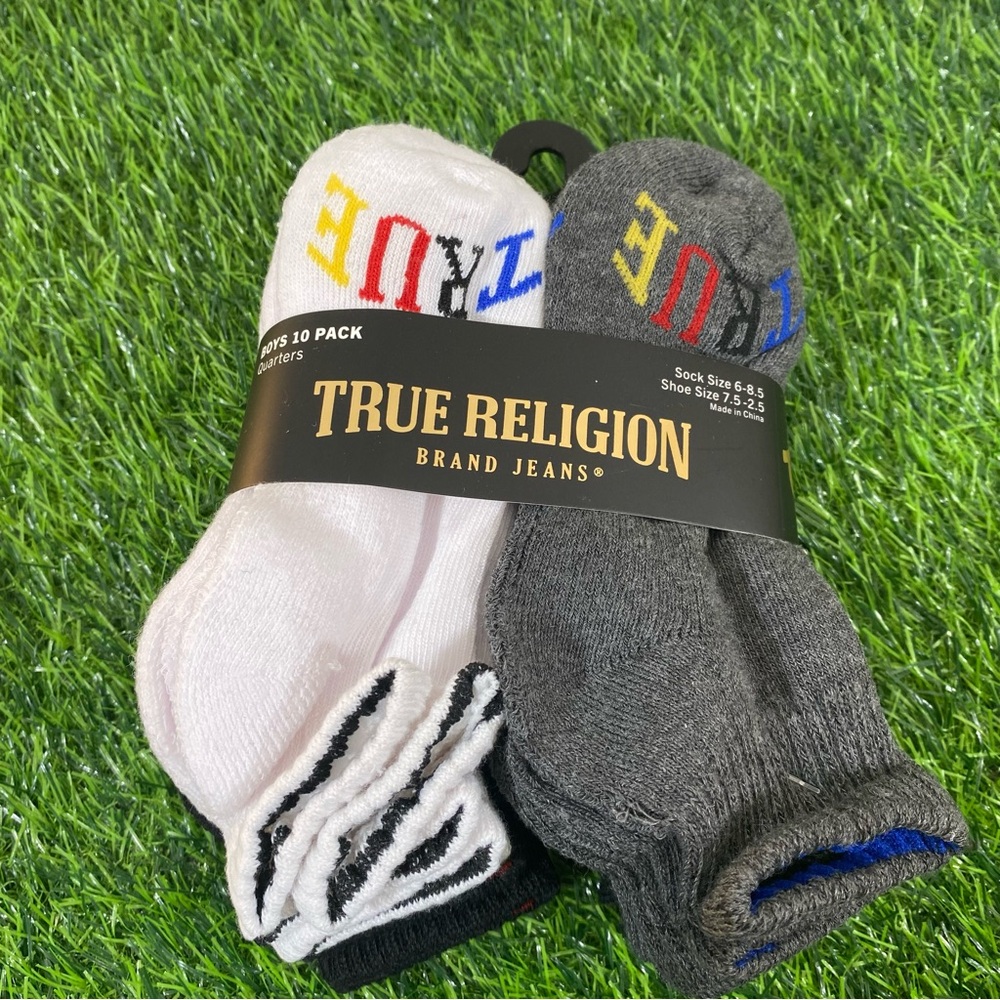 True Religion Kids White, Black and Gray Socks 10 Pack